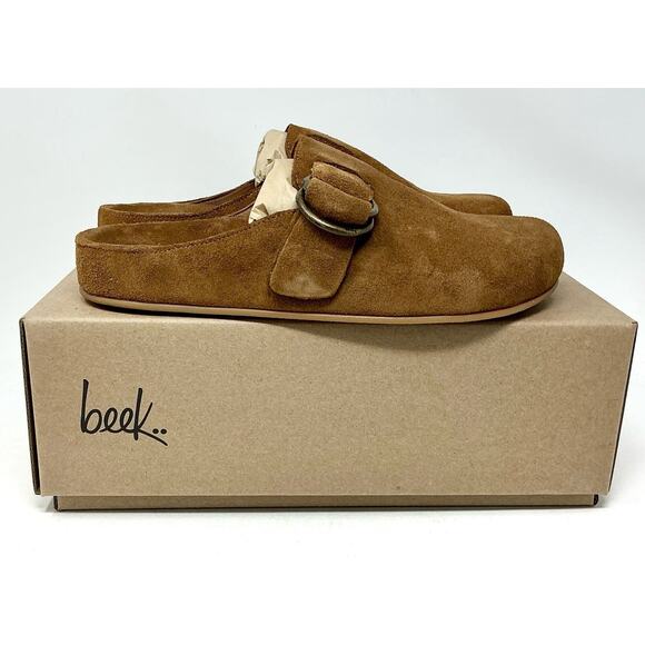 BEEK Chestnut Suede Vulture Clogs Brown Mules Size NIB - Picture 11 of 14